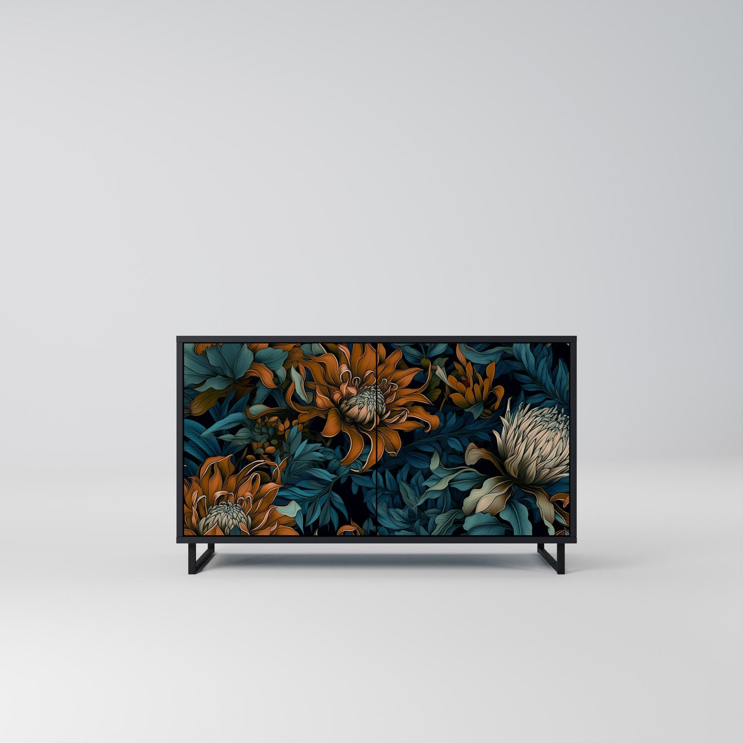 Credenza a 2 ante MORNING BLOOM in finitura nera