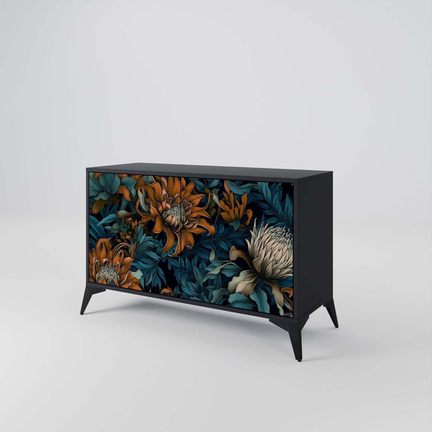 Credenza a 2 ante MORNING BLOOM in finitura nera