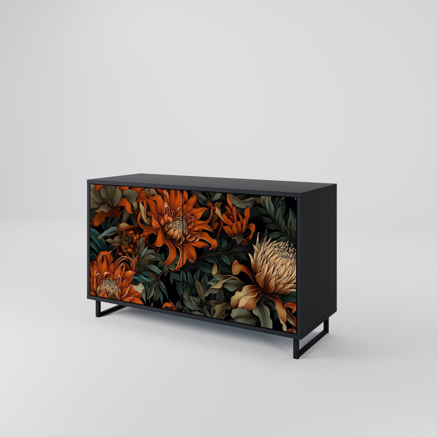Credenza a 2 ante DAWN BLOOM in finitura nera