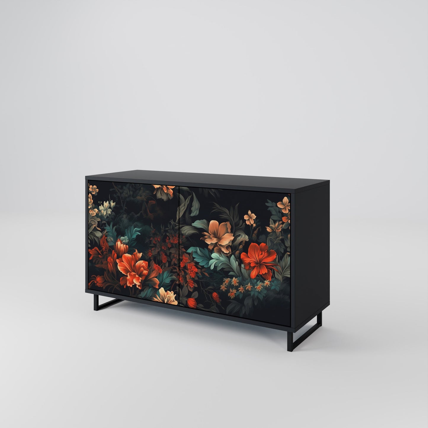 Credenza a 2 ante IMAGINARY BLOSSOM in finitura nera