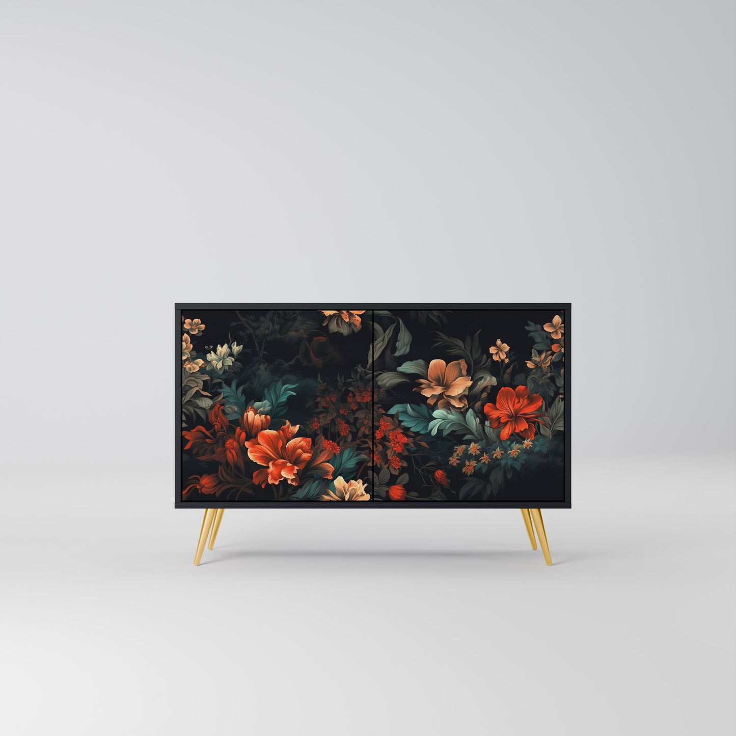 Credenza a 2 ante IMAGINARY BLOSSOM in finitura nera