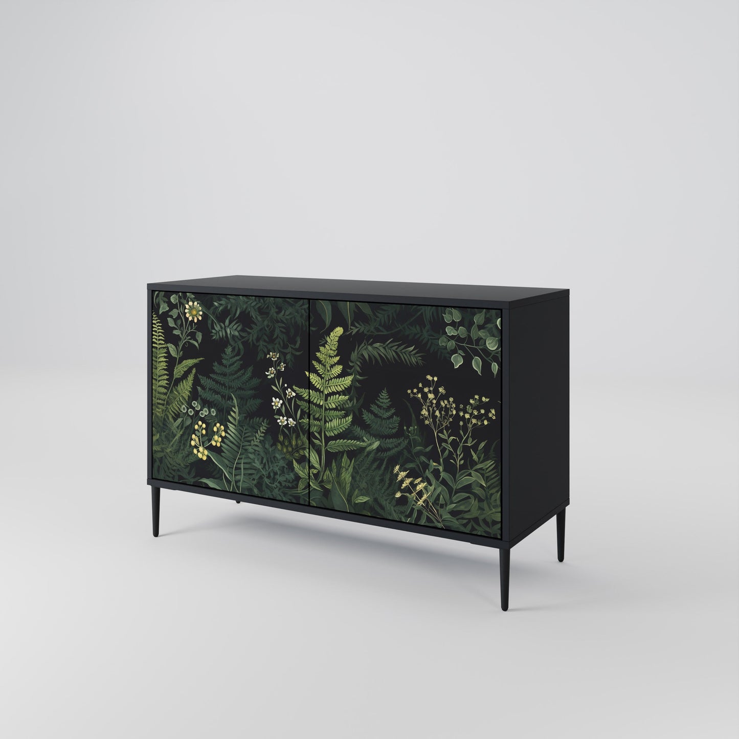 Credenza a 2 ante FERN FLOWERS in finitura nera