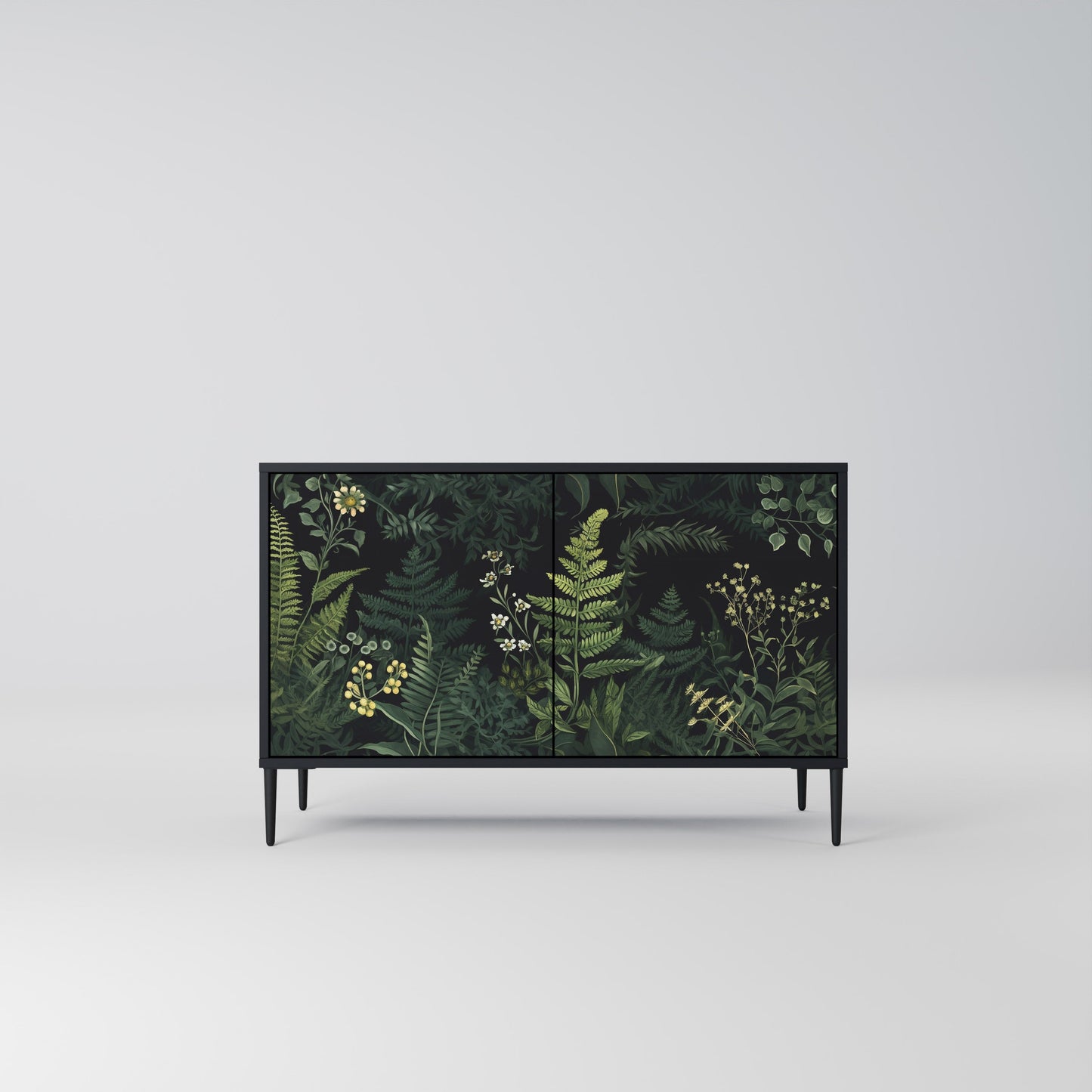 Credenza a 2 ante FERN FLOWERS in finitura nera
