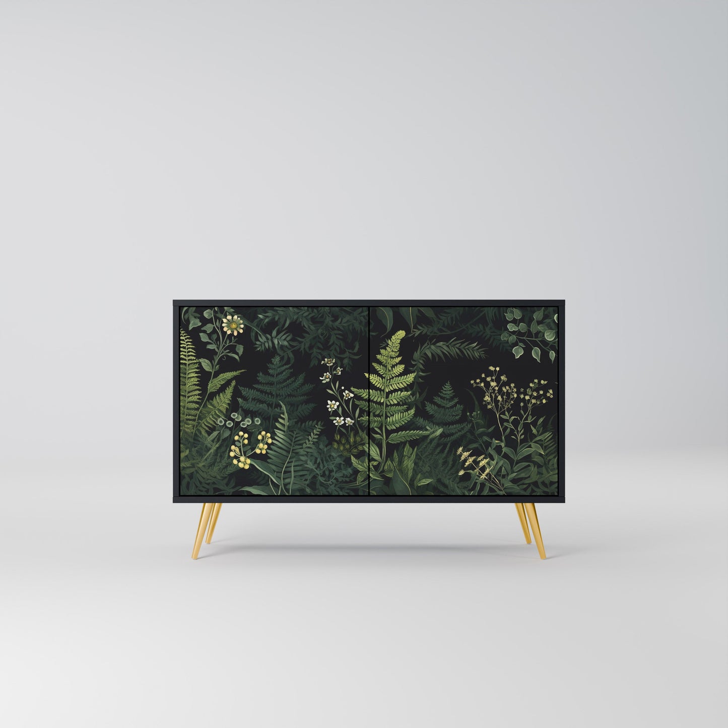 Credenza a 2 ante FERN FLOWERS in finitura nera