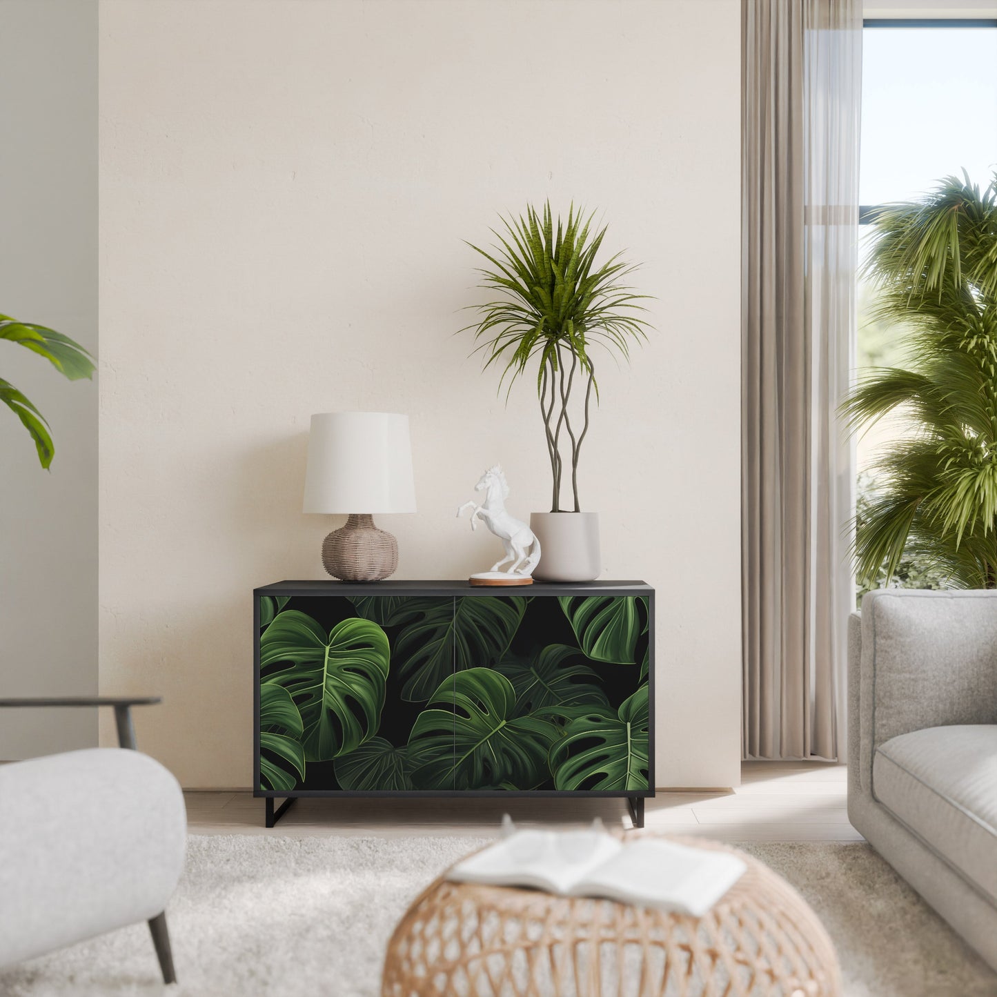 Credenza INFINITE MONSTERA a 2 ante con finitura nera