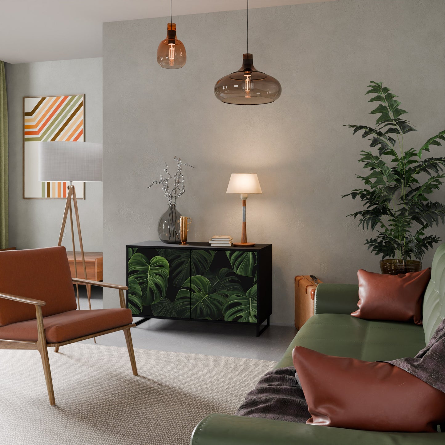 Credenza INFINITE MONSTERA a 2 ante con finitura nera