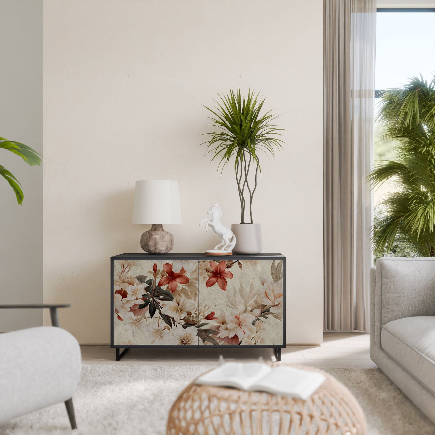 Credenza a 2 ante PETAL HARMONY in finitura nera