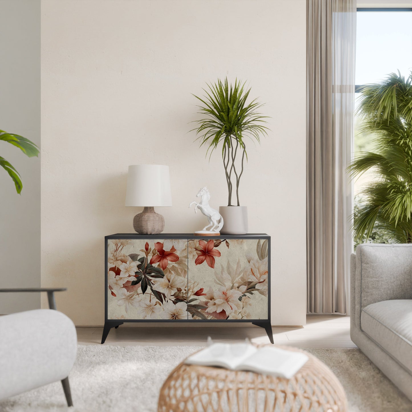 Credenza a 2 ante PETAL HARMONY in finitura nera