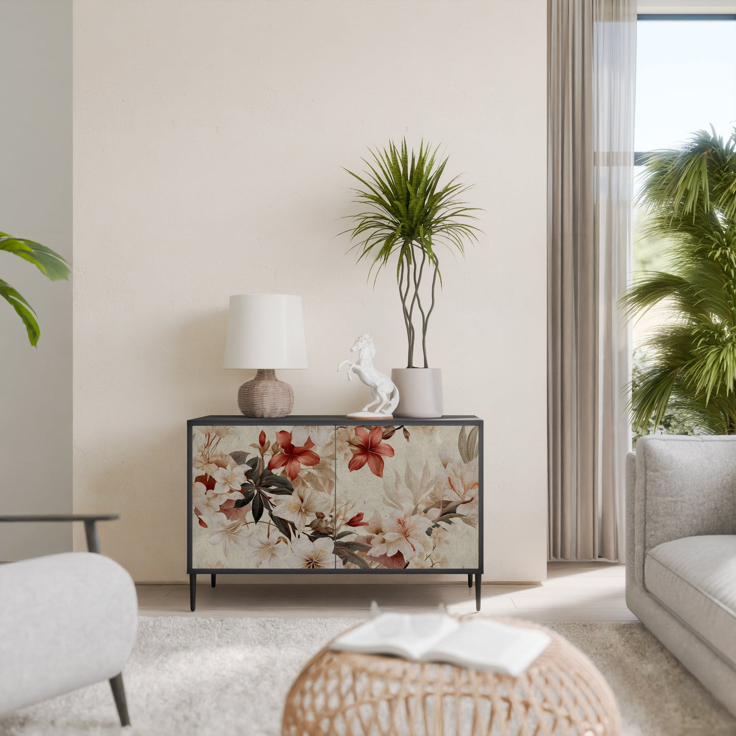 Credenza a 2 ante PETAL HARMONY in finitura nera
