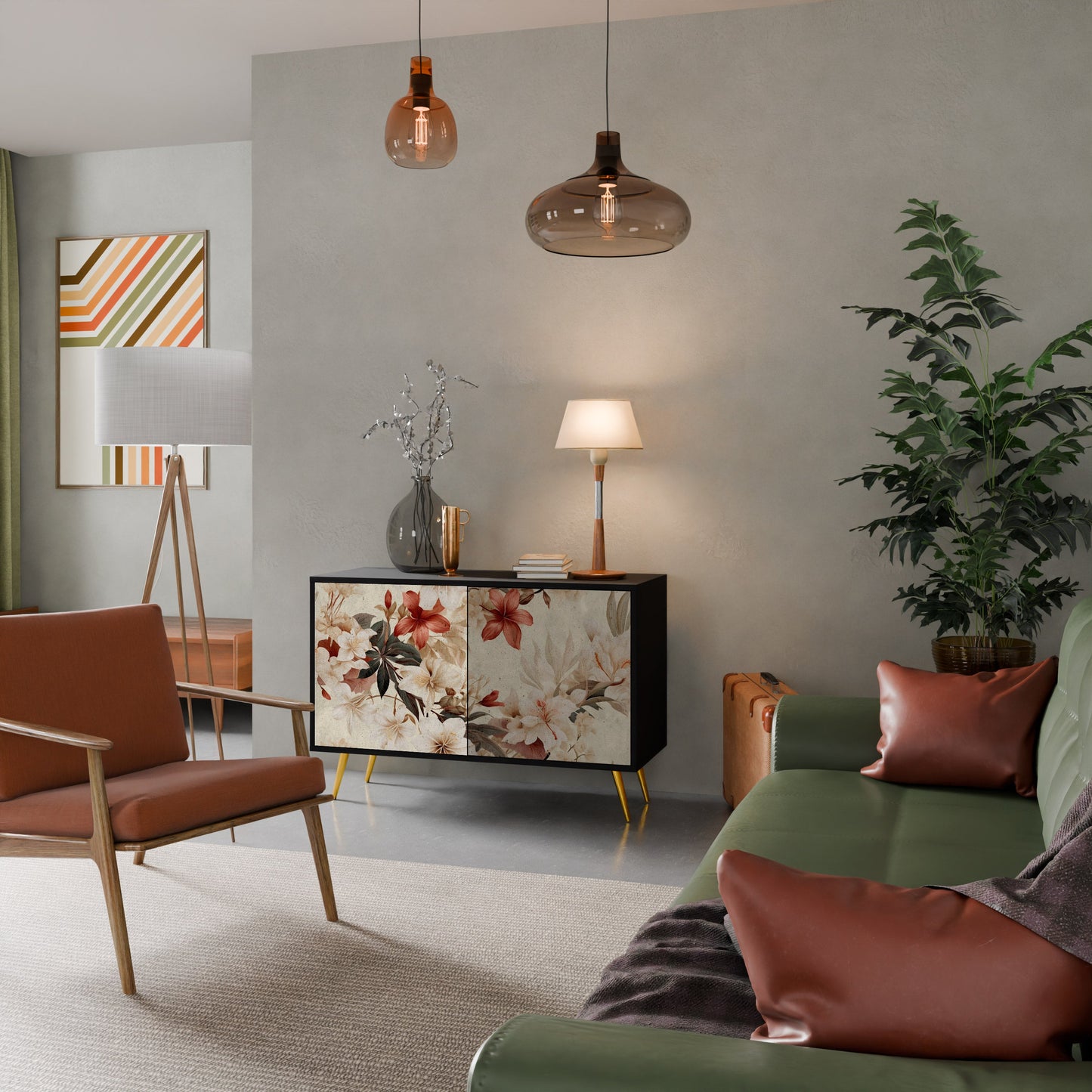 Credenza a 2 ante PETAL HARMONY in finitura nera