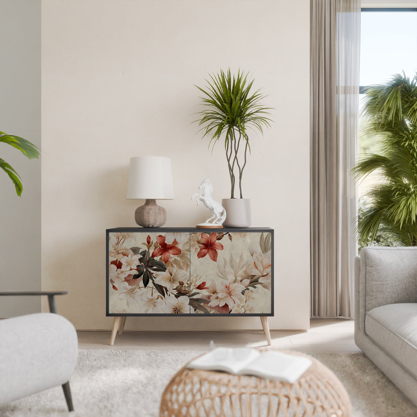 Credenza a 2 ante PETAL HARMONY in finitura nera