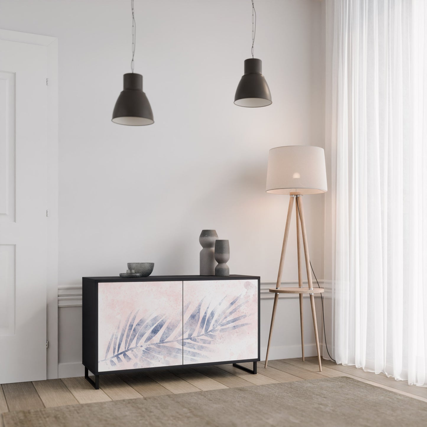 Credenza TIMELESS FLOAT a 2 ante in finitura nera