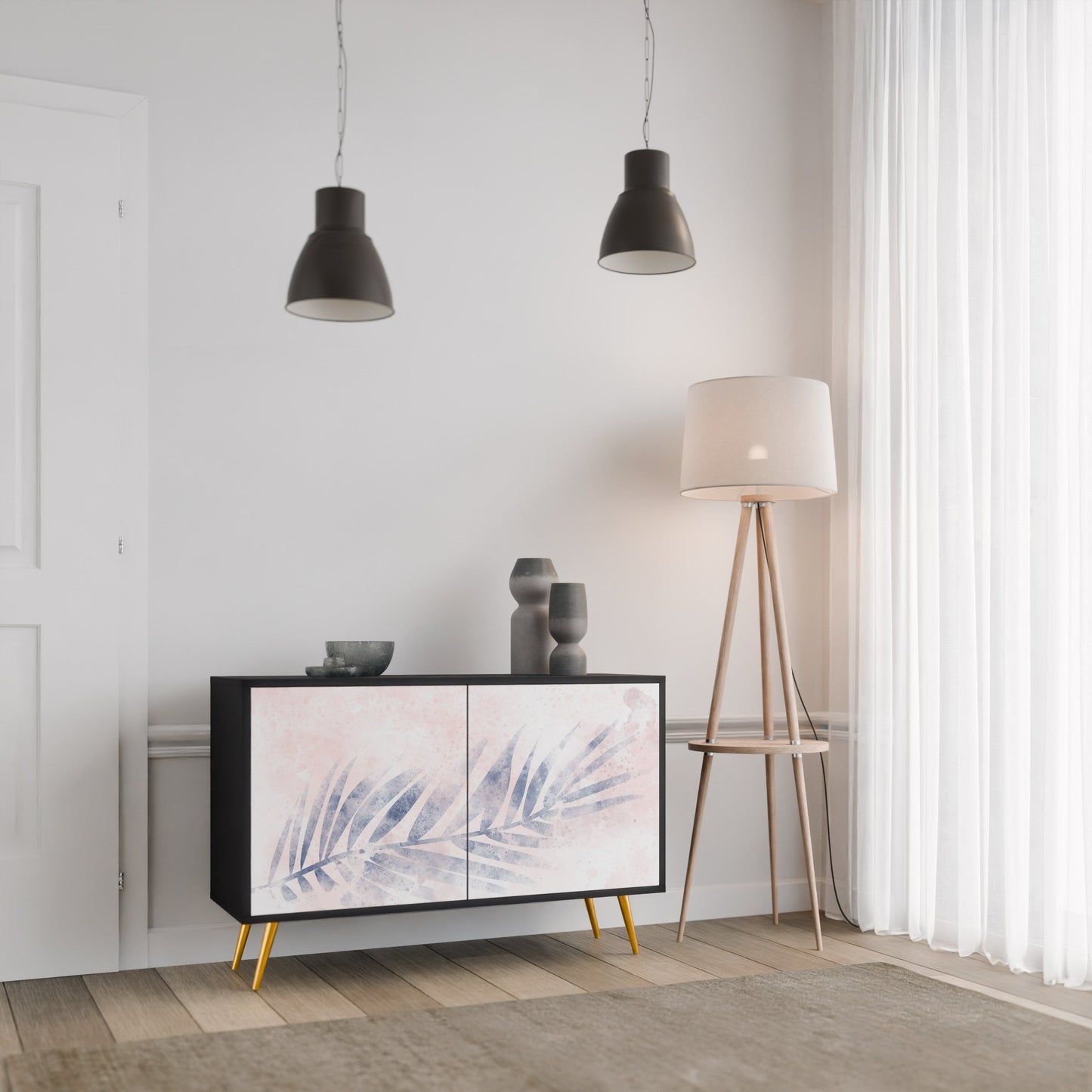 Credenza TIMELESS FLOAT a 2 ante in finitura nera