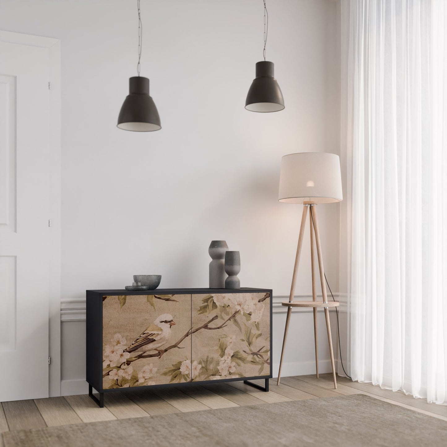 Credenza PETAL DISTINGUISH a 2 ante in finitura nera