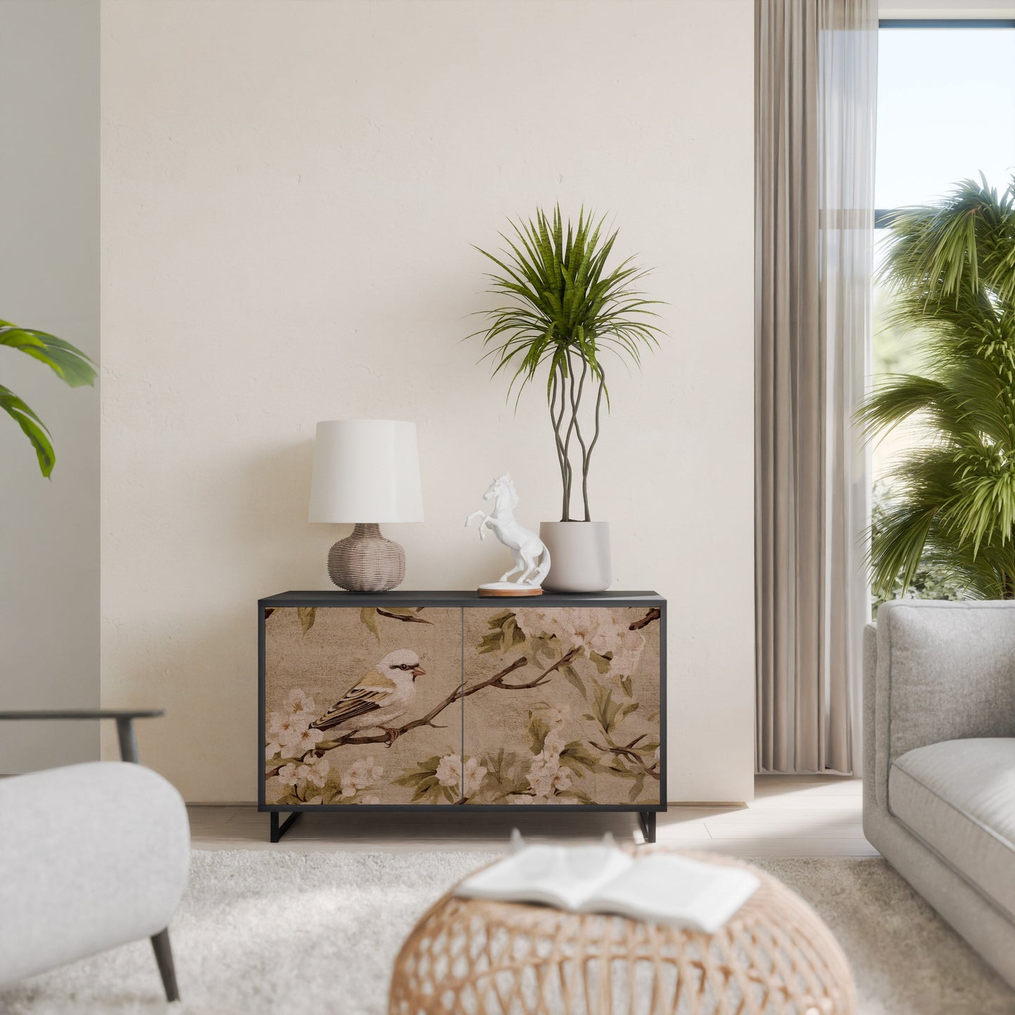 Credenza PETAL DISTINGUISH a 2 ante in finitura nera