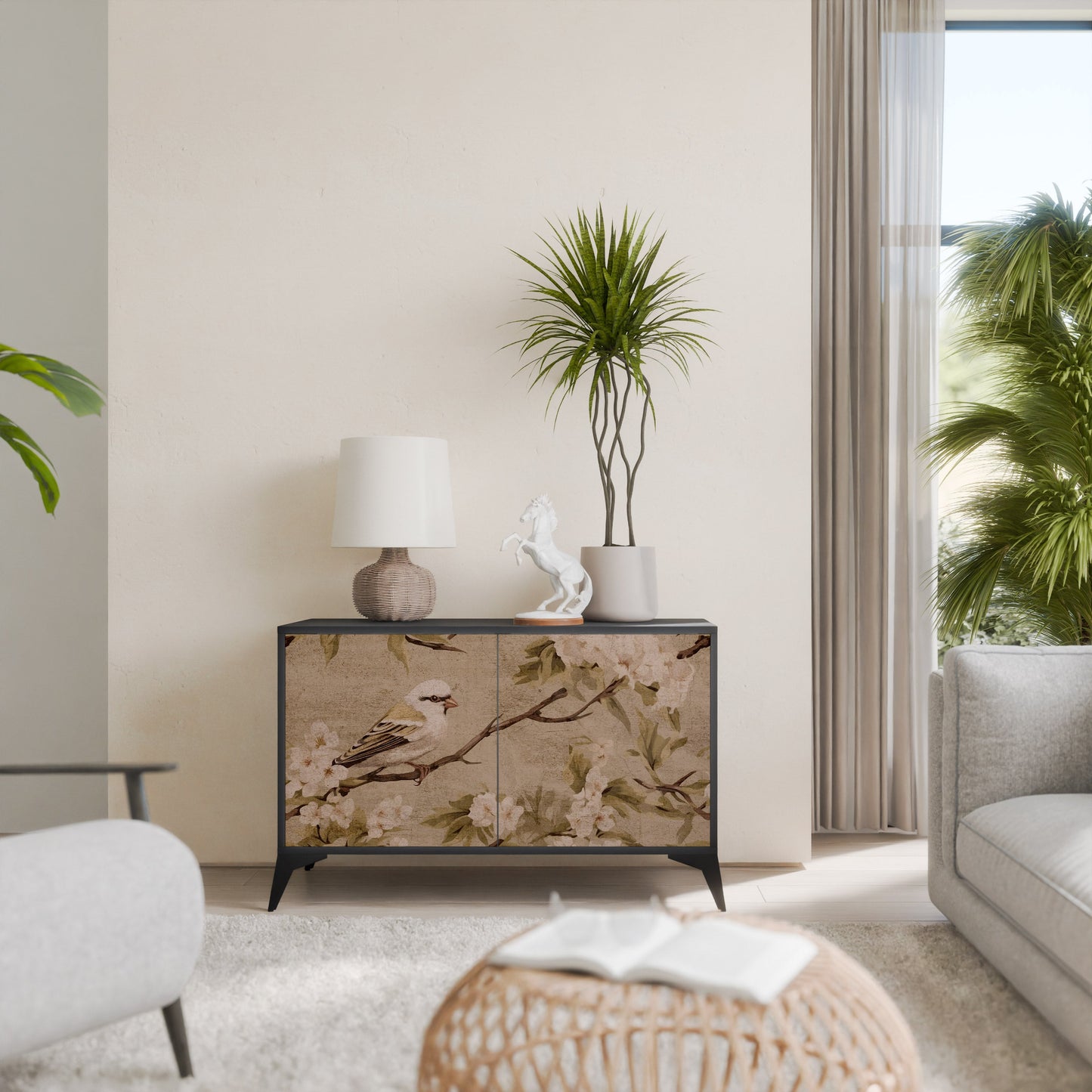 Credenza PETAL DISTINGUISH a 2 ante in finitura nera