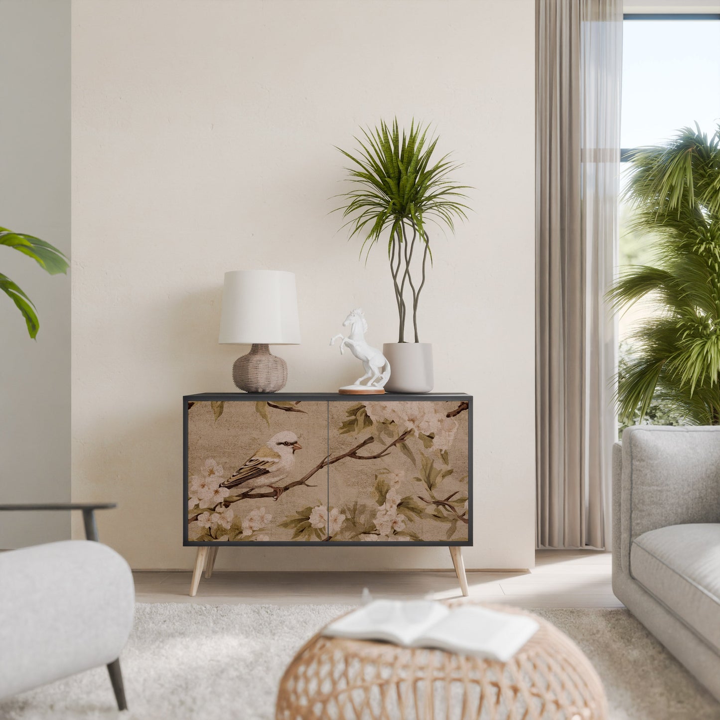 Credenza PETAL DISTINGUISH a 2 ante in finitura nera