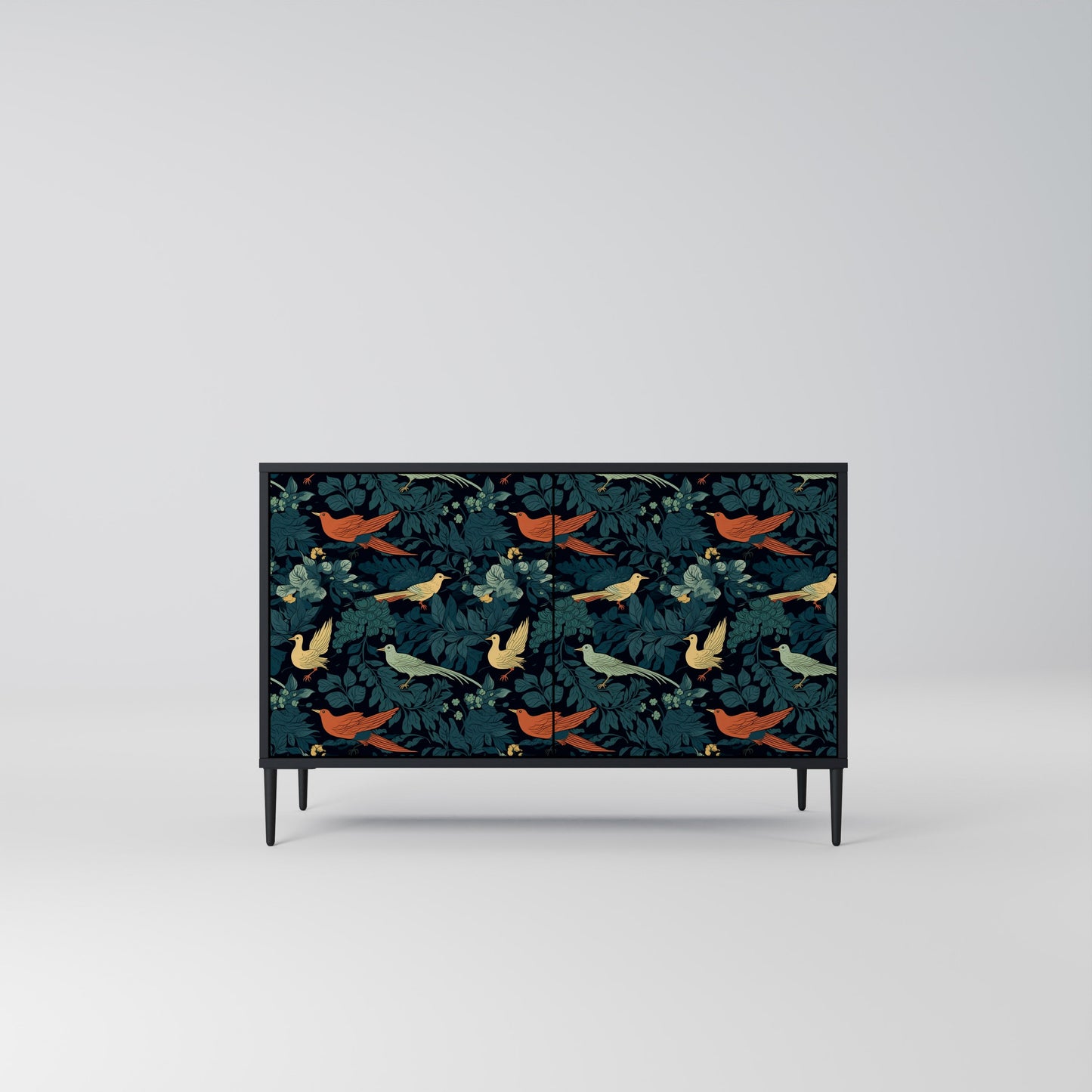 Credenza a 2 ante FOWL ORNAMENT in finitura nera