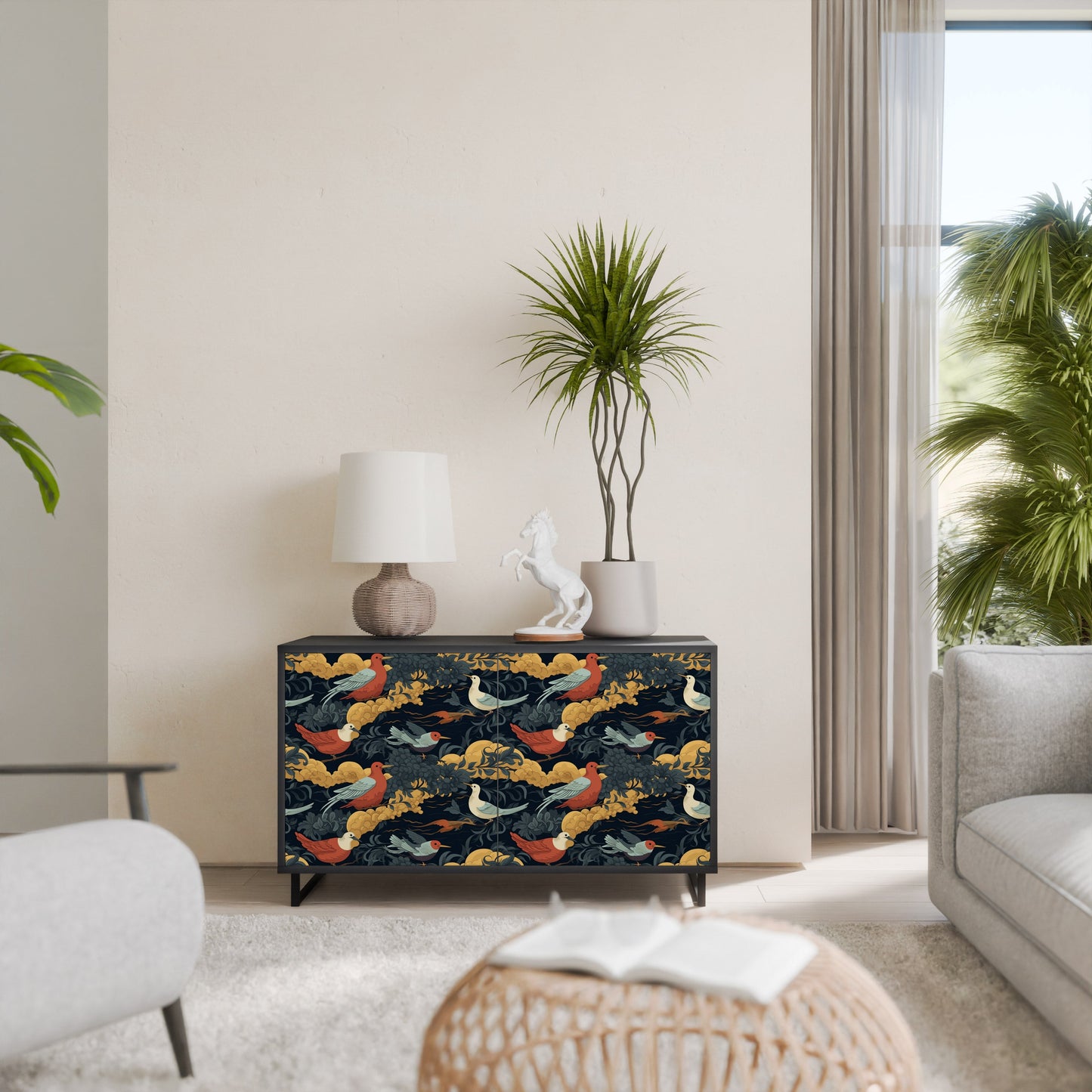 Credenza a 2 ante FOWLY DAZE in finitura nera