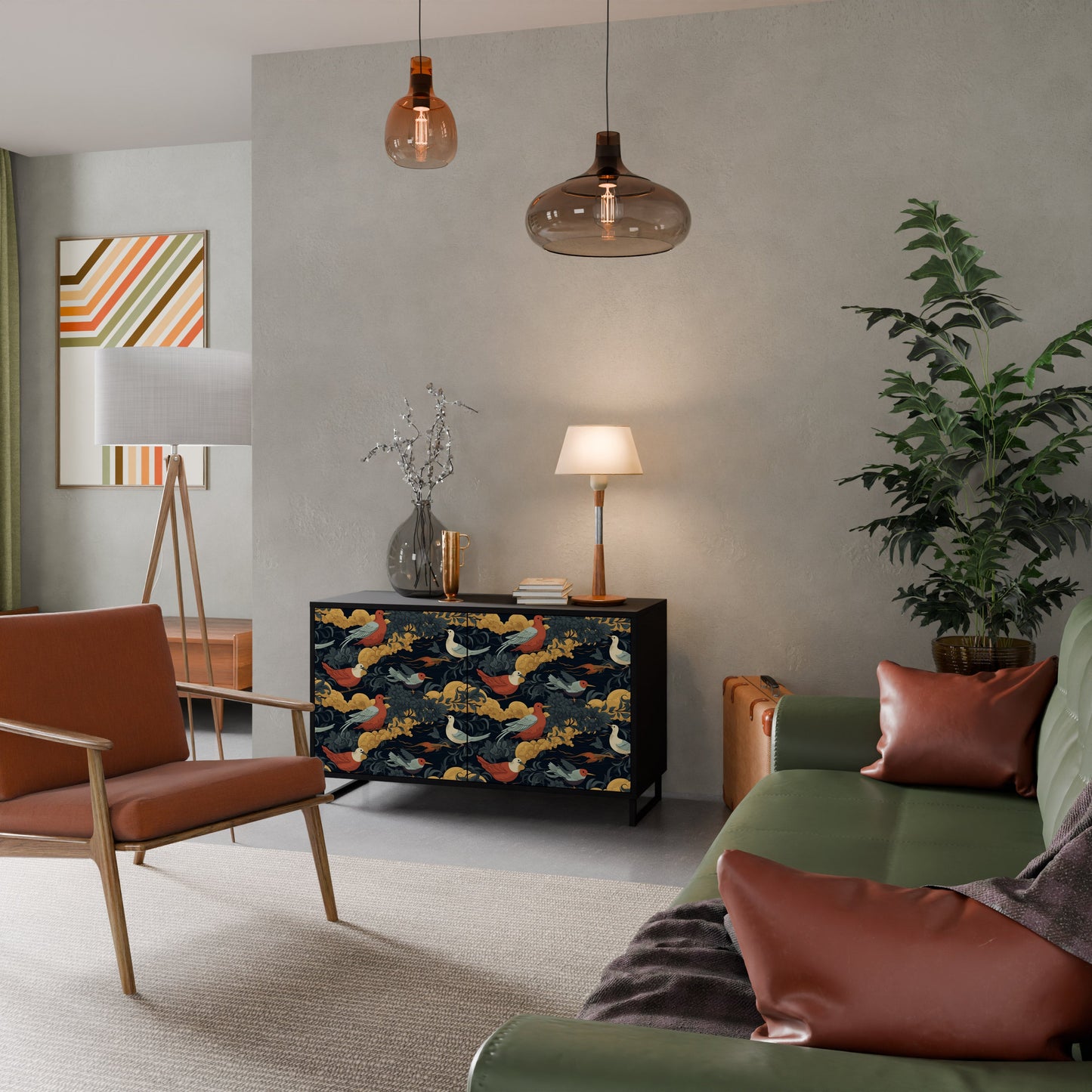 Credenza a 2 ante FOWLY DAZE in finitura nera