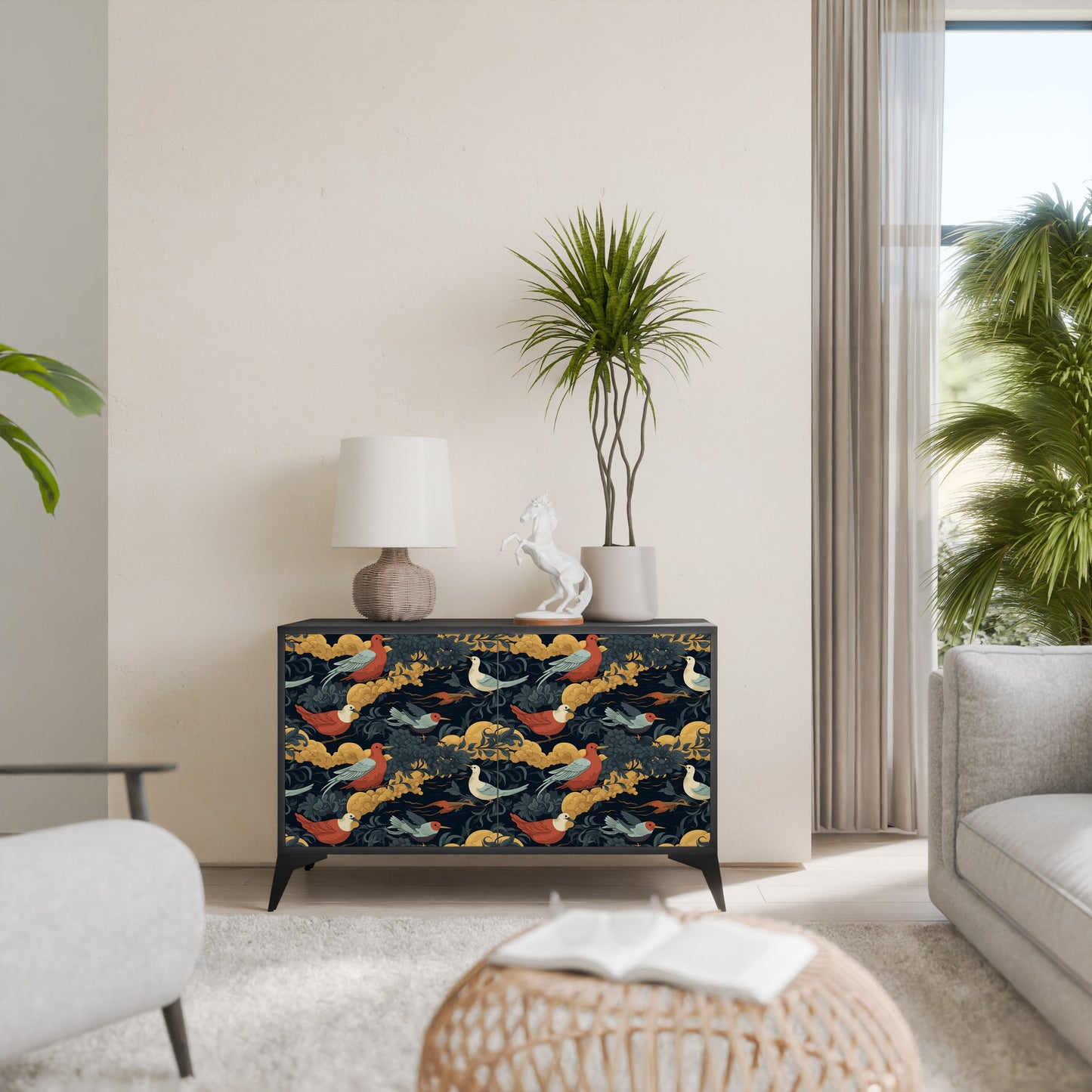Credenza a 2 ante FOWLY DAZE in finitura nera