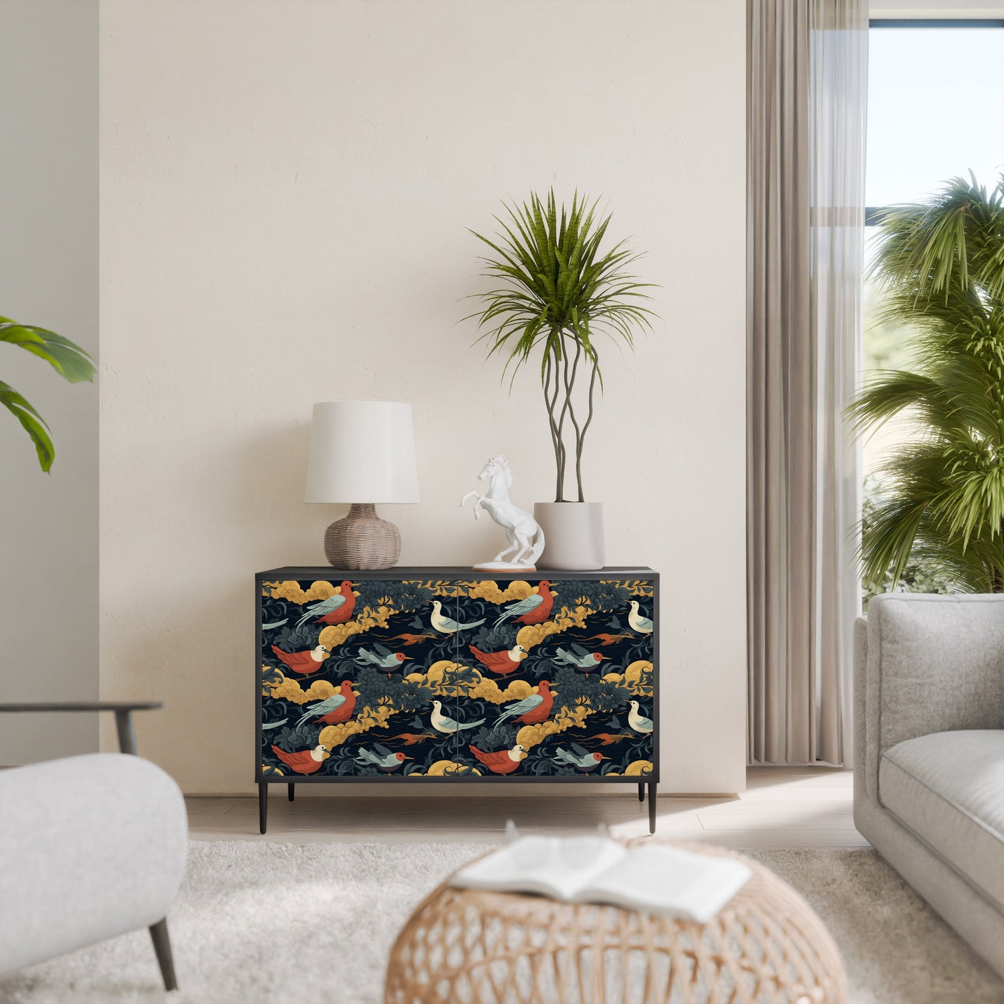 Credenza a 2 ante FOWLY DAZE in finitura nera