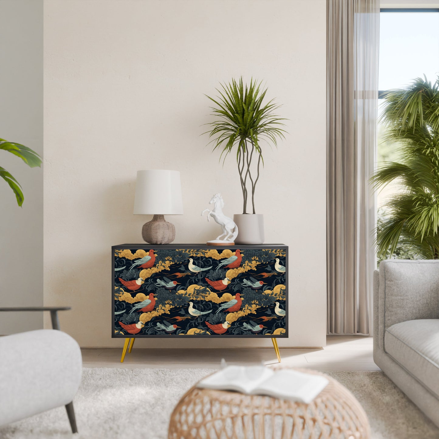 Credenza a 2 ante FOWLY DAZE in finitura nera