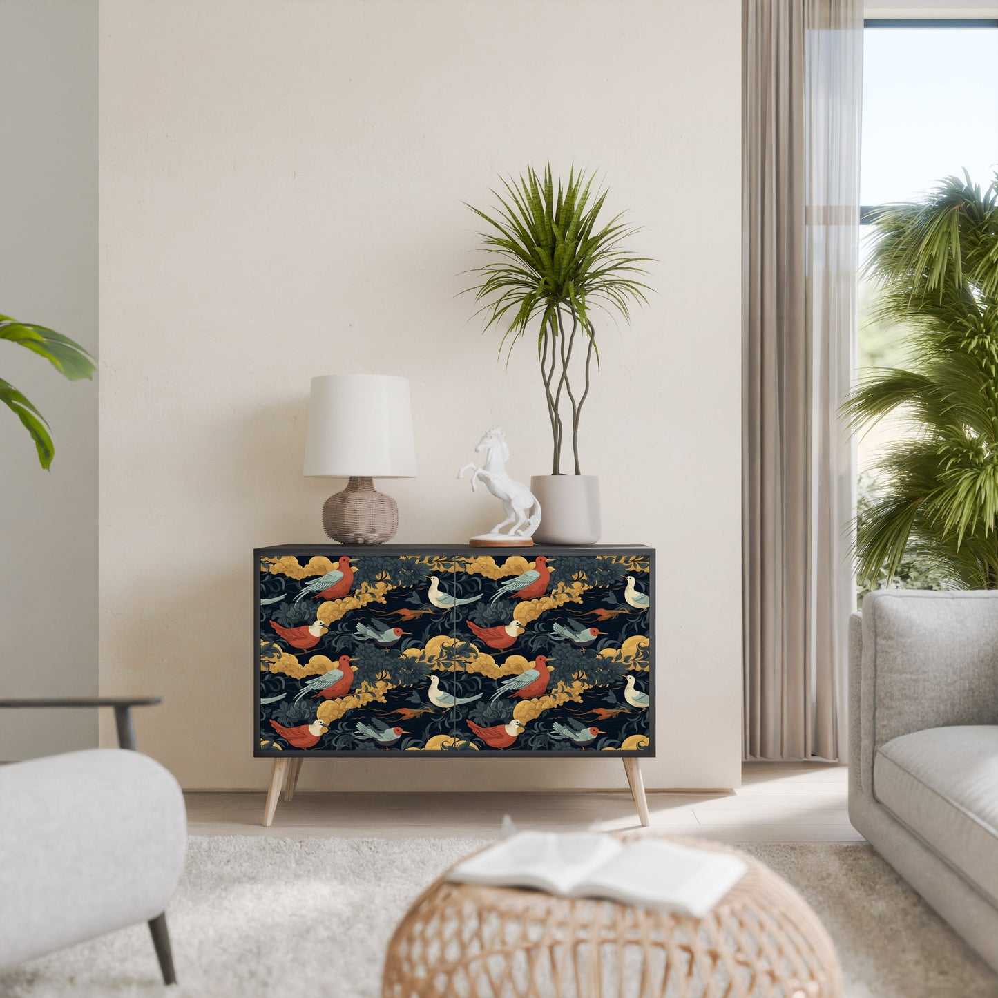 Credenza a 2 ante FOWLY DAZE in finitura nera