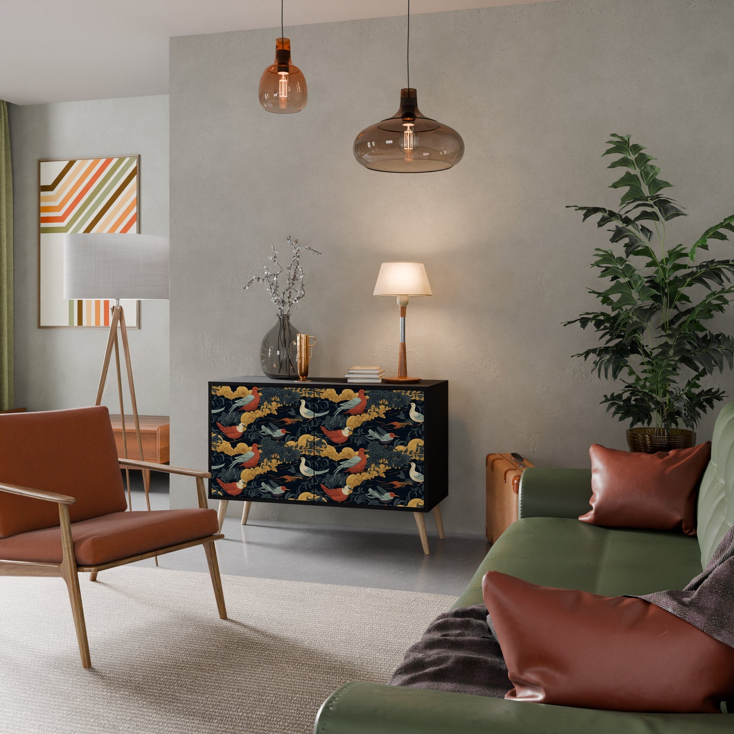 Credenza a 2 ante FOWLY DAZE in finitura nera