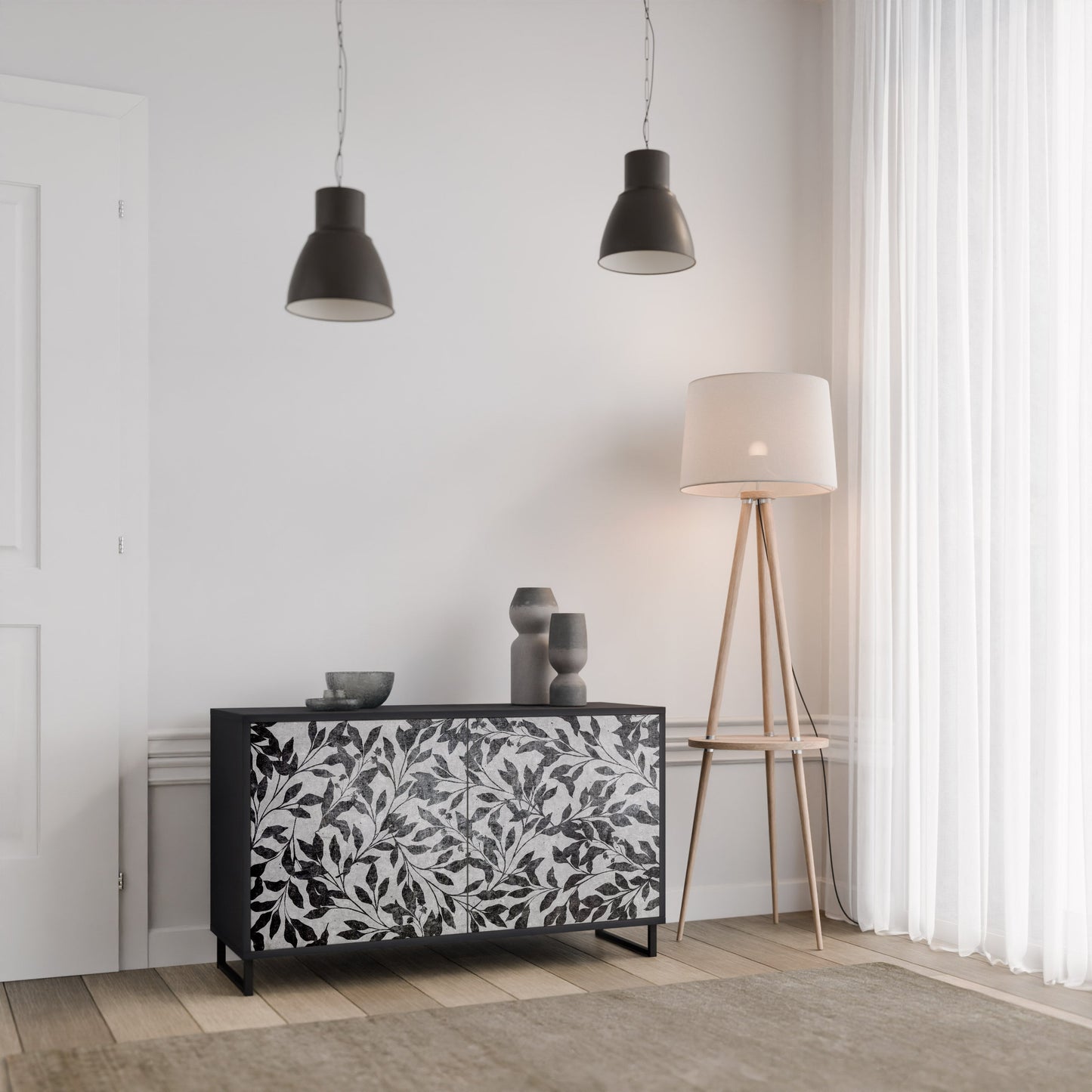 Credenza CHARCOAL SPROUT a 2 ante con finitura nera