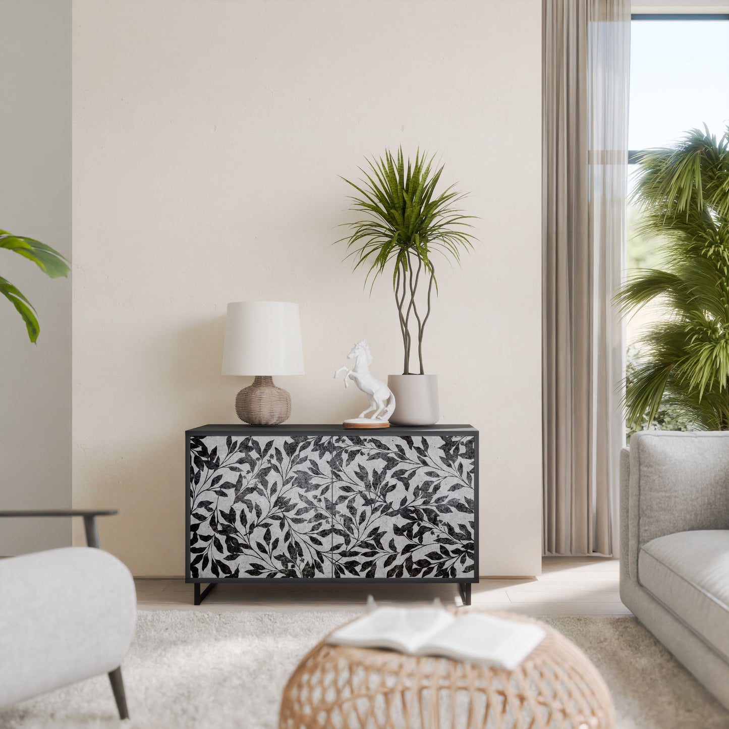 Credenza CHARCOAL SPROUT a 2 ante con finitura nera