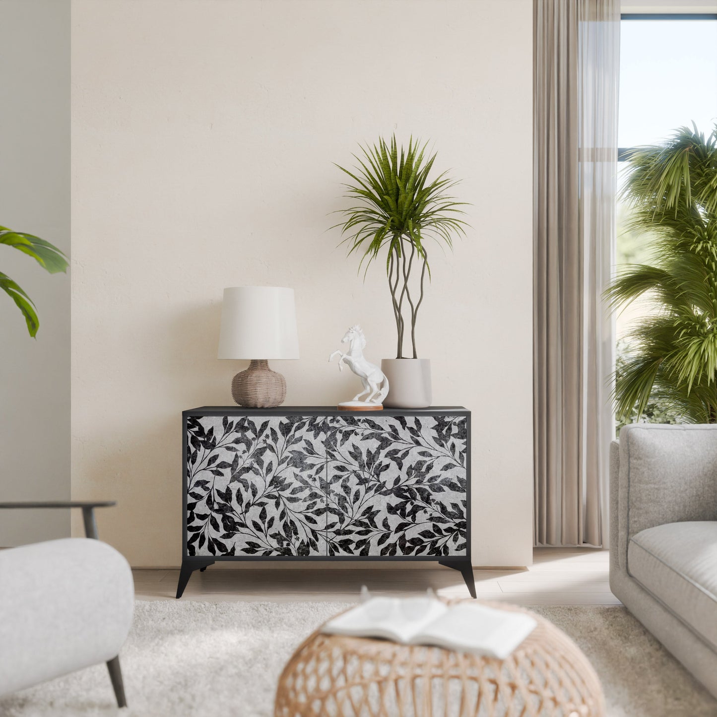 Credenza CHARCOAL SPROUT a 2 ante con finitura nera