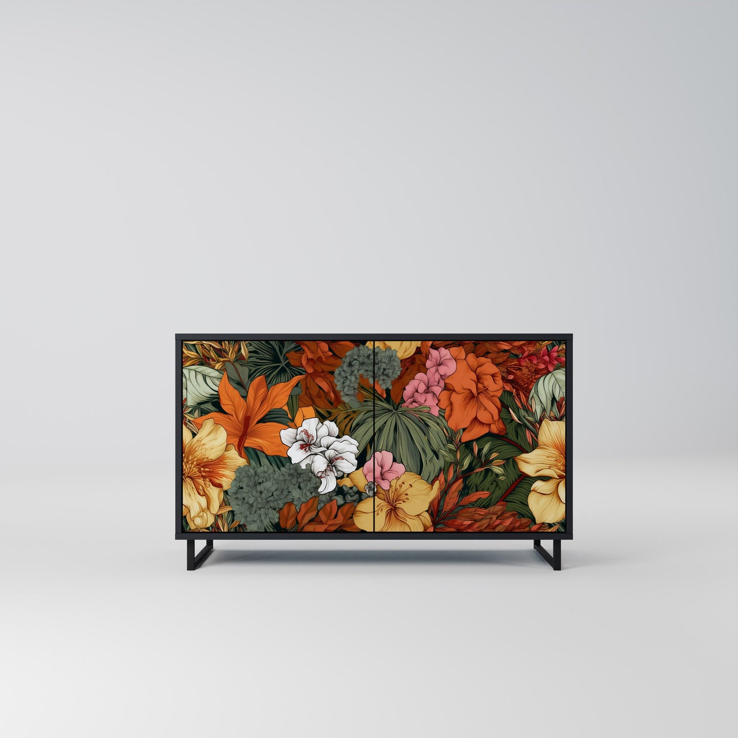 Credenza RADIANT FLORA a 2 ante in finitura nera