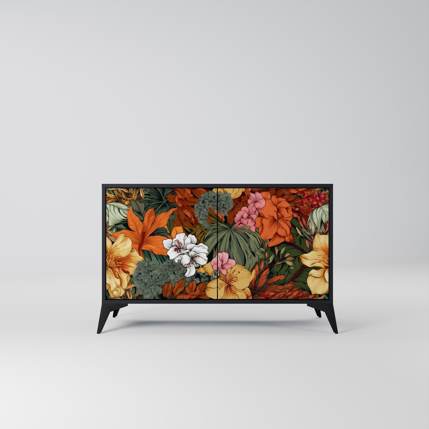 Credenza RADIANT FLORA a 2 ante in finitura nera