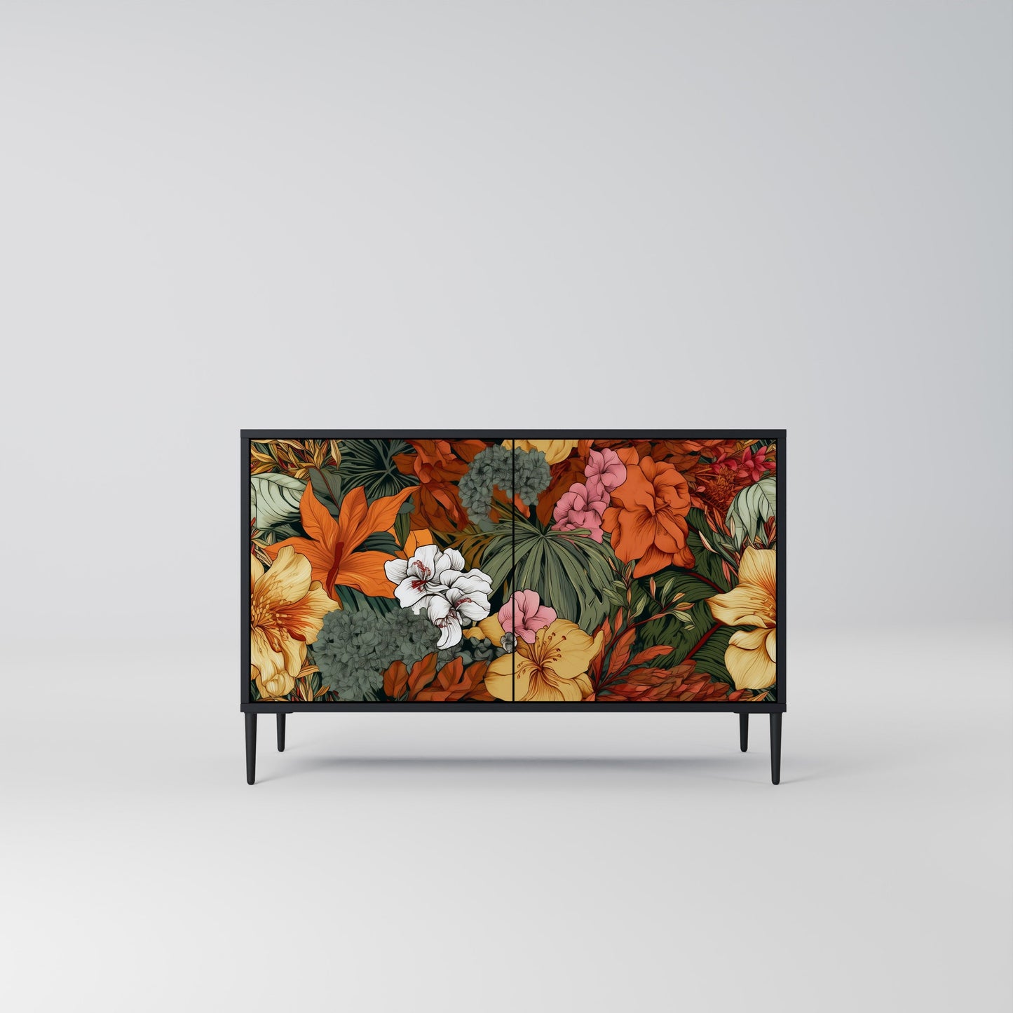 Credenza RADIANT FLORA a 2 ante in finitura nera