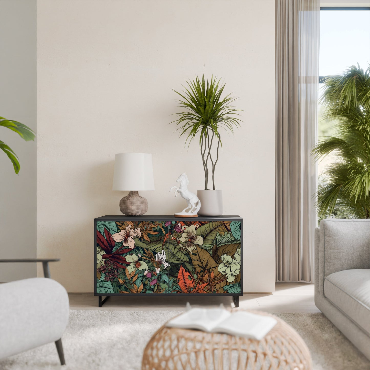 Credenza BOTANICAL EMERGENCE a 2 ante in finitura nera