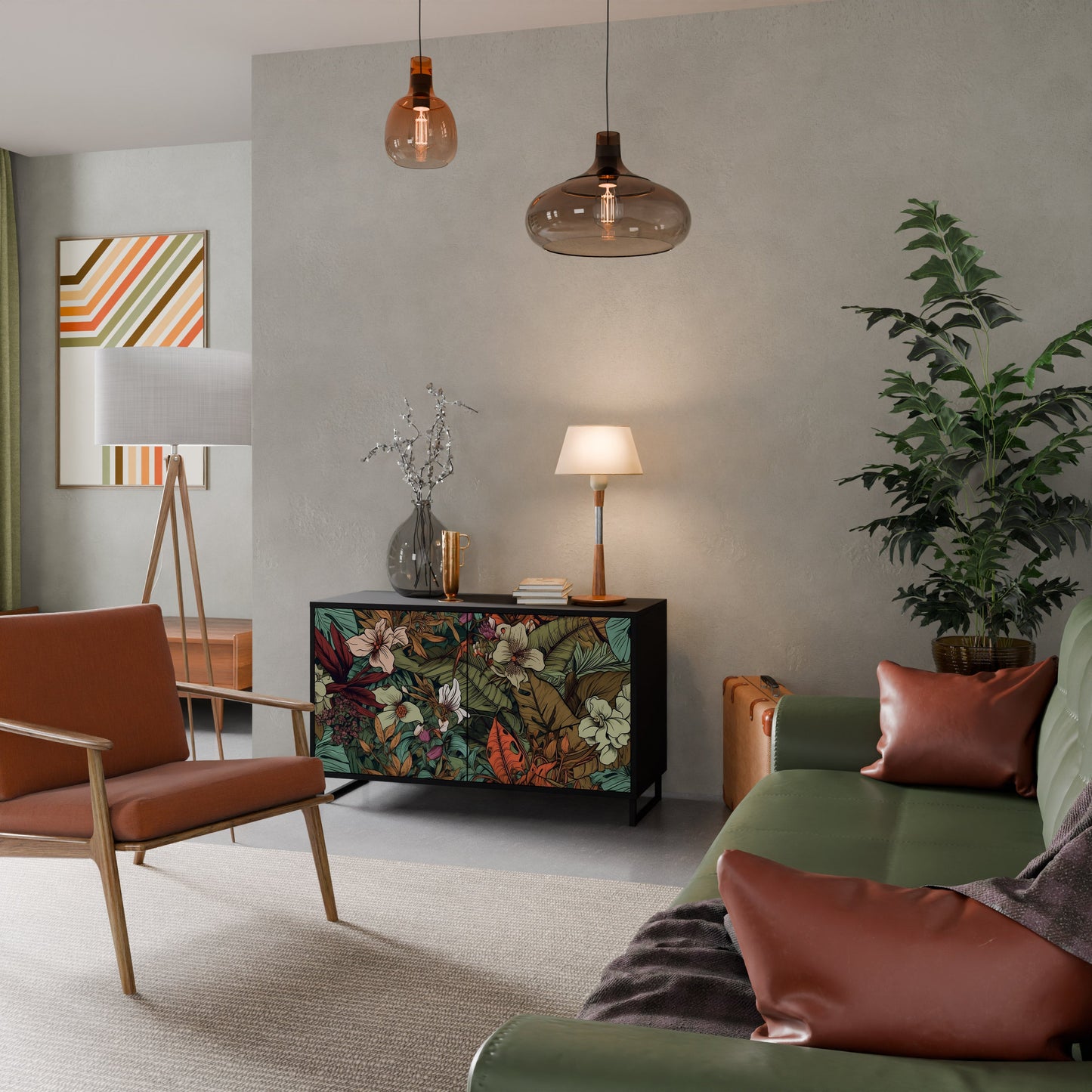 Credenza BOTANICAL EMERGENCE a 2 ante in finitura nera