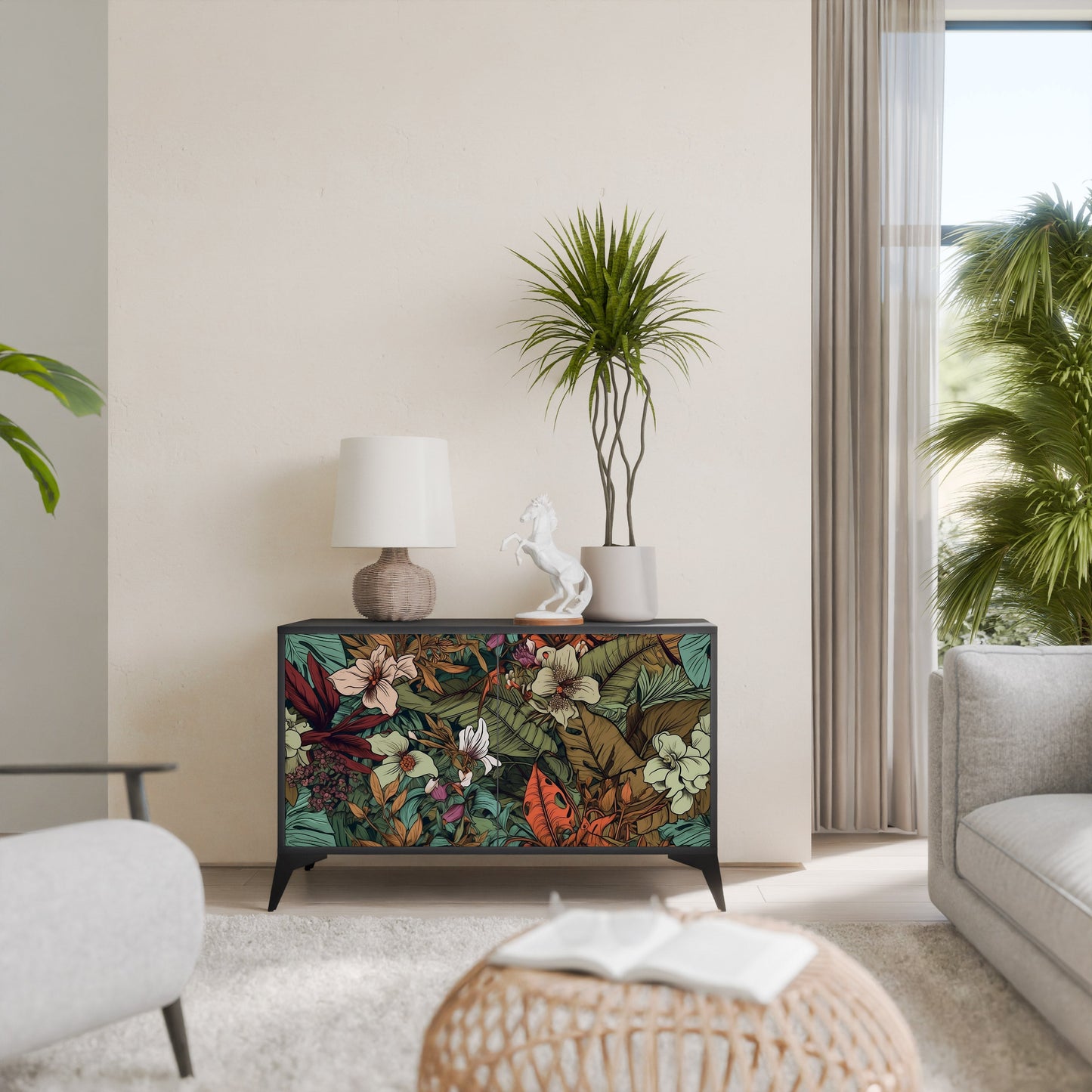 Credenza BOTANICAL EMERGENCE a 2 ante in finitura nera