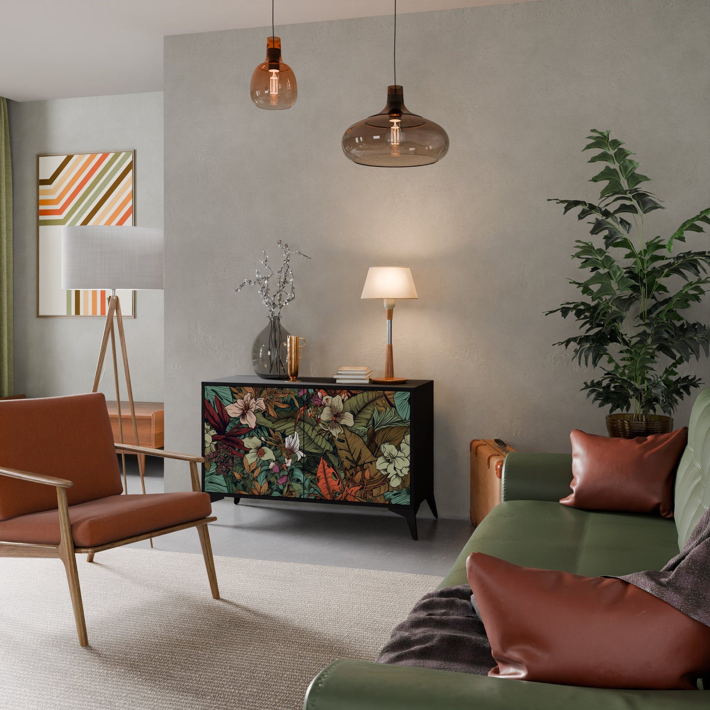 Credenza BOTANICAL EMERGENCE a 2 ante in finitura nera