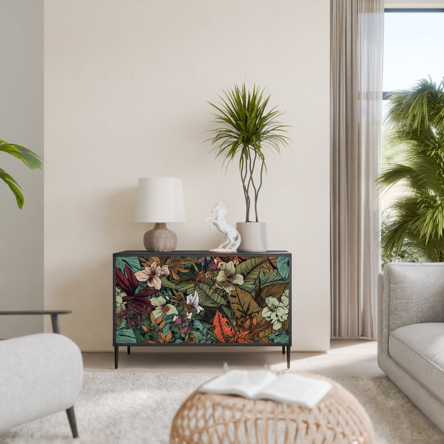 Credenza BOTANICAL EMERGENCE a 2 ante in finitura nera