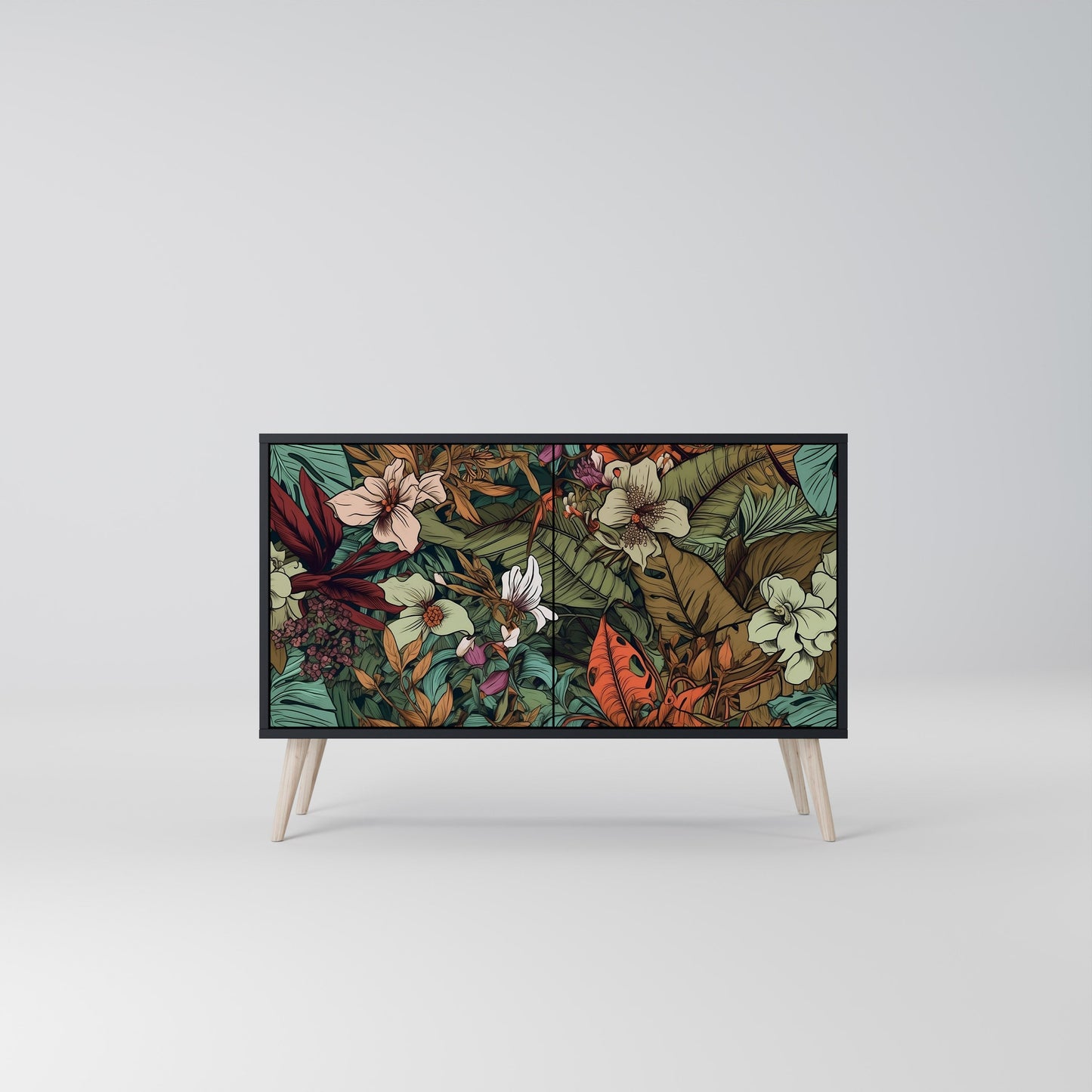 Credenza BOTANICAL EMERGENCE a 2 ante in finitura nera