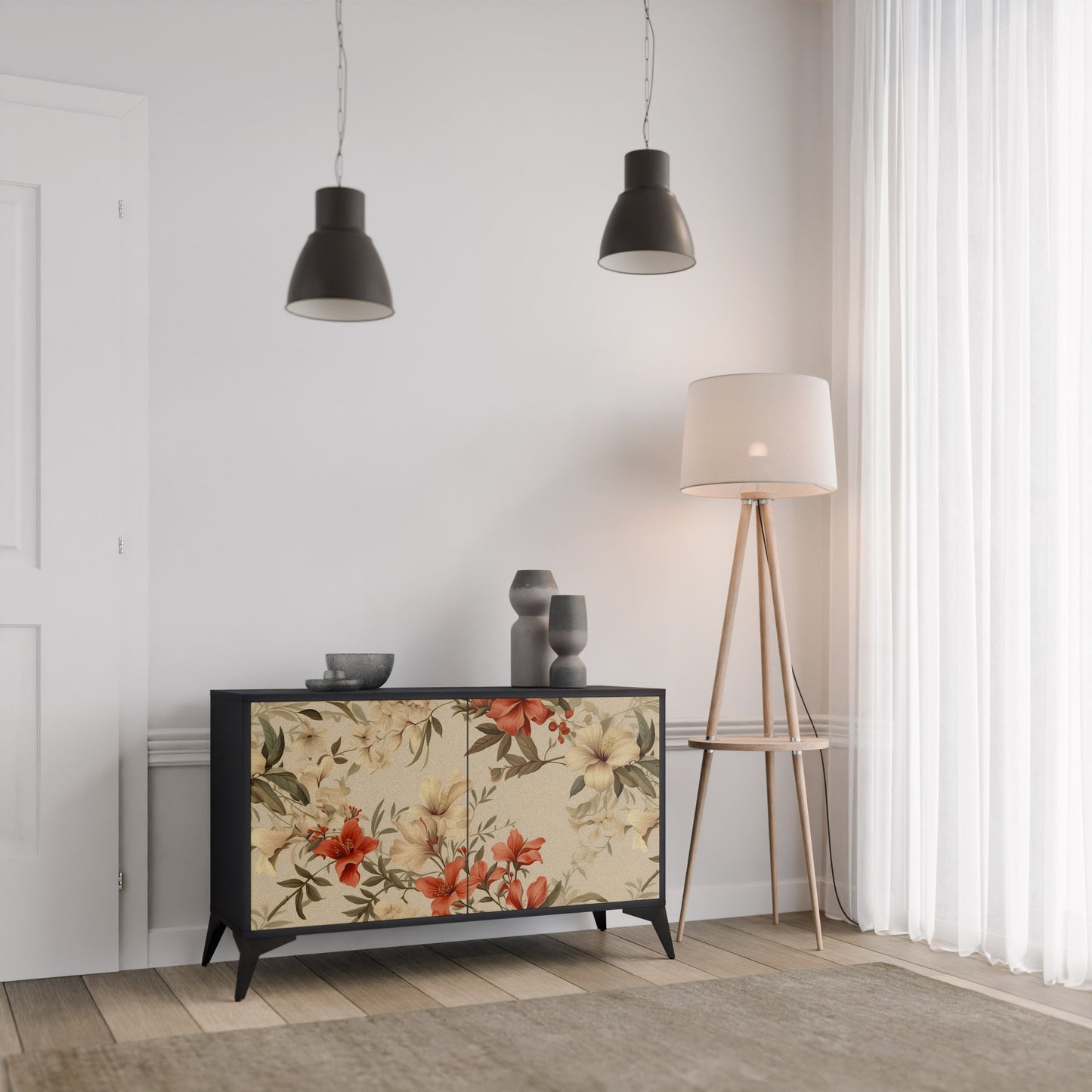 Credenza BLOOMING HARMONY a 2 ante in finitura nera
