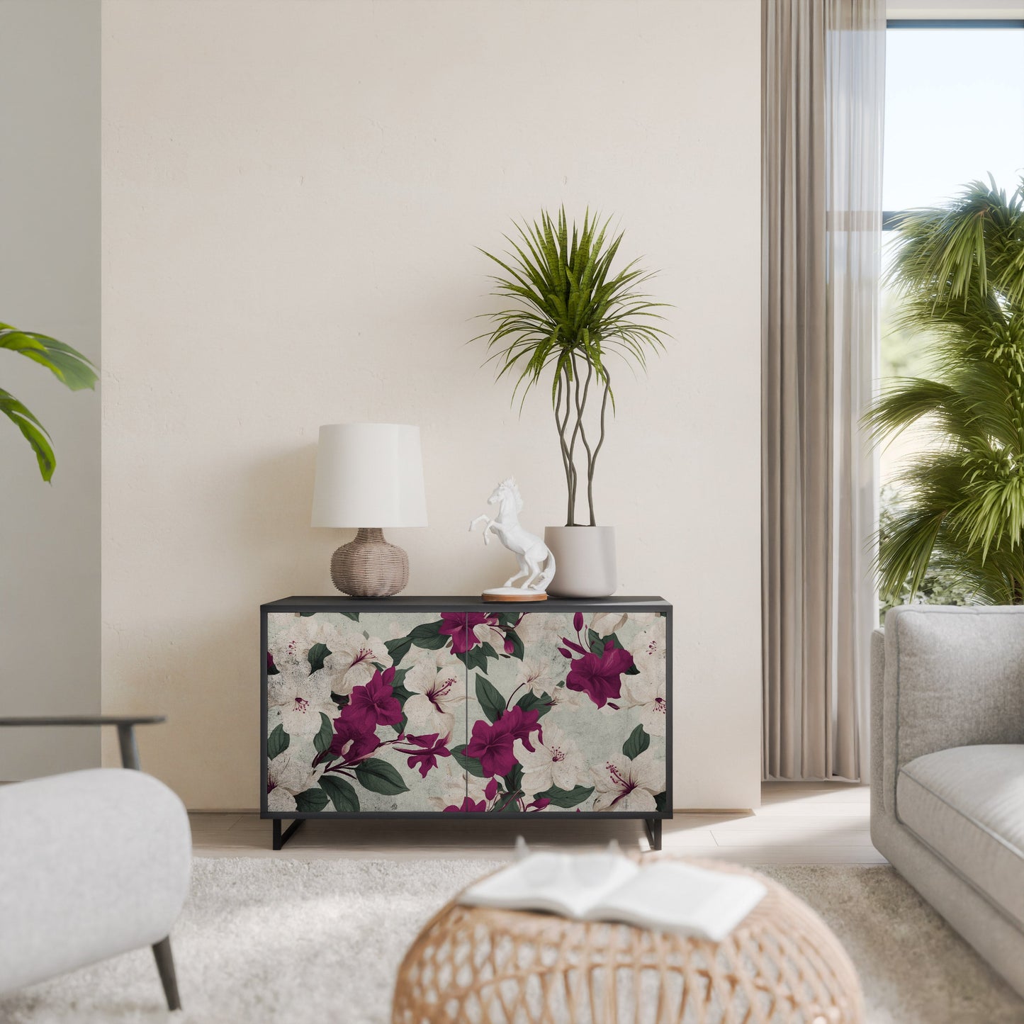 Credenza a 2 ante FLOWERET DREAM in finitura nera