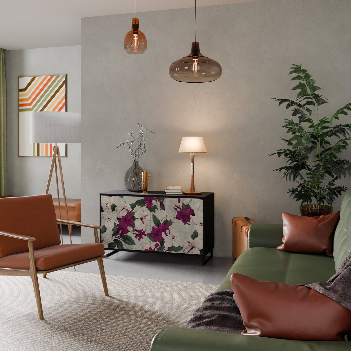 Credenza a 2 ante FLOWERET DREAM in finitura nera