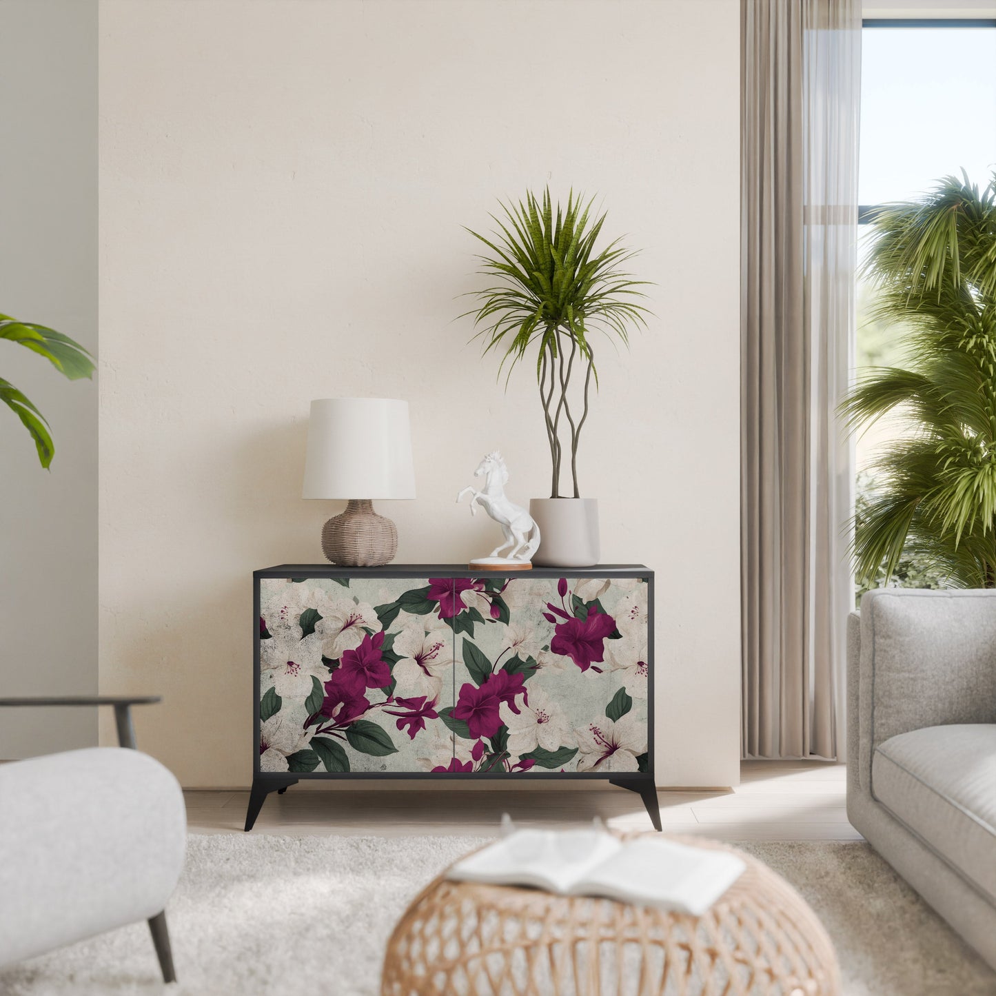Credenza a 2 ante FLOWERET DREAM in finitura nera