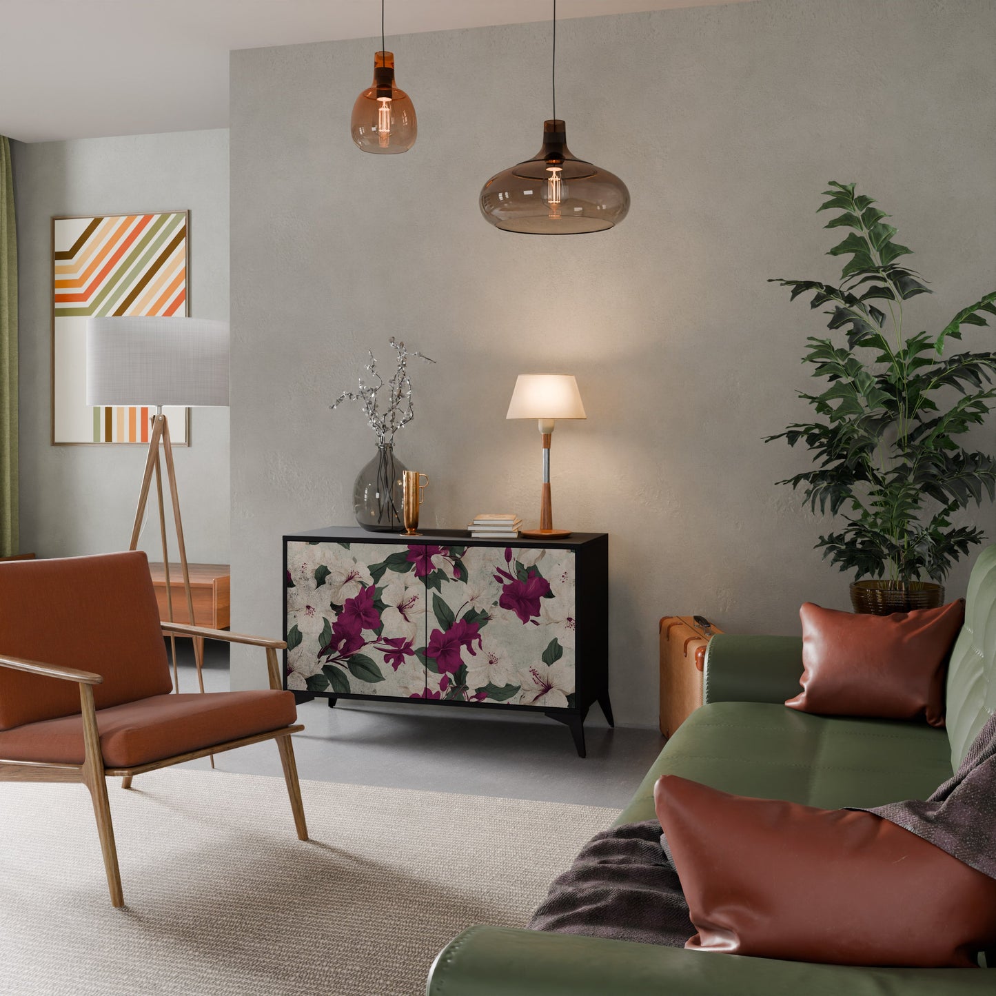 Credenza a 2 ante FLOWERET DREAM in finitura nera