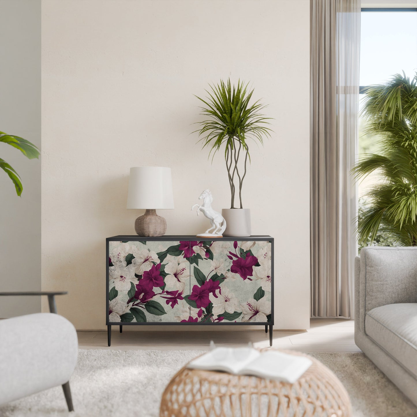 Credenza a 2 ante FLOWERET DREAM in finitura nera