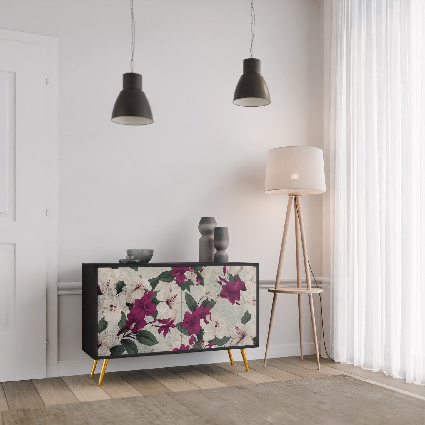 Credenza a 2 ante FLOWERET DREAM in finitura nera