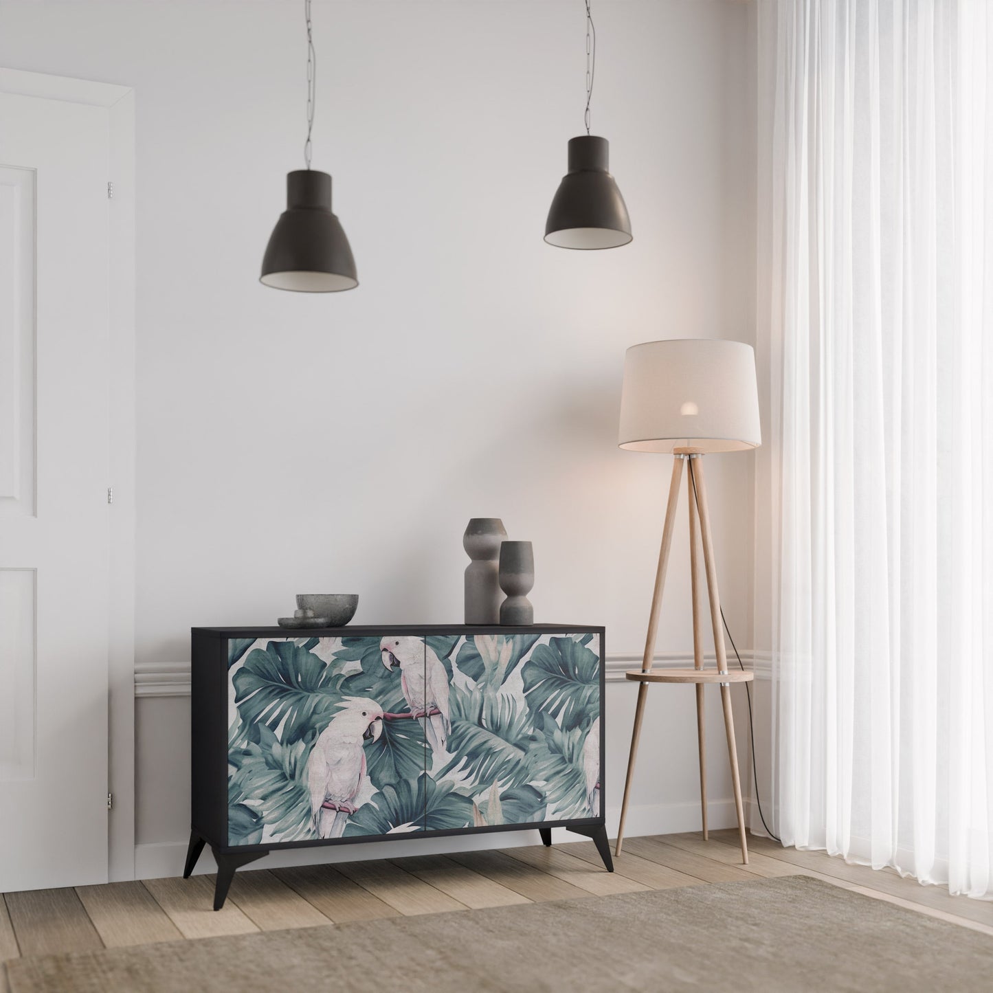 Credenza a 2 ante POPINJAY LOOK in finitura nera