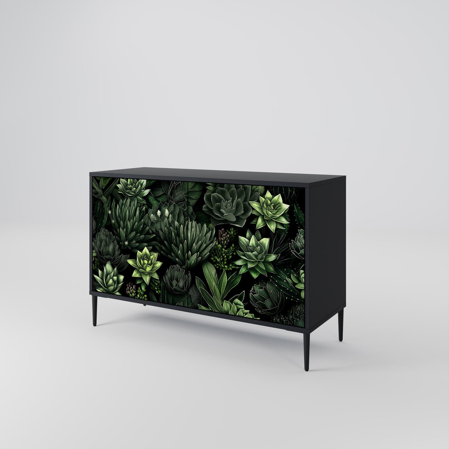 SUCCULENT JUNGLE 2-Door Sideboard in Black Finish